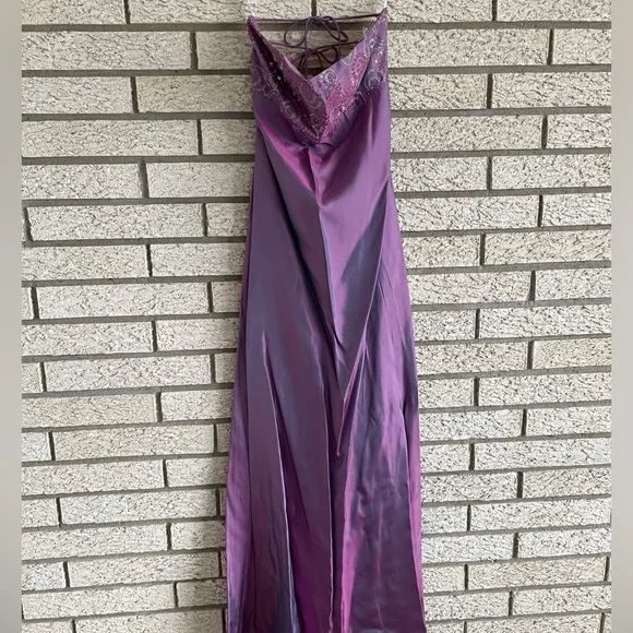 Dresses | Iridescent Purple Blue With Decorative Chest Silk Material Long W  Small Train | Poshmark